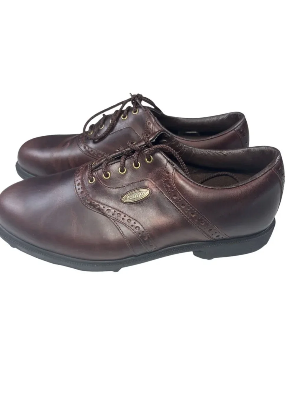 FootJoy Mens Brown Leather Spiked Golf Shoes Size 10.5 Wide Extra Comfort NWOT